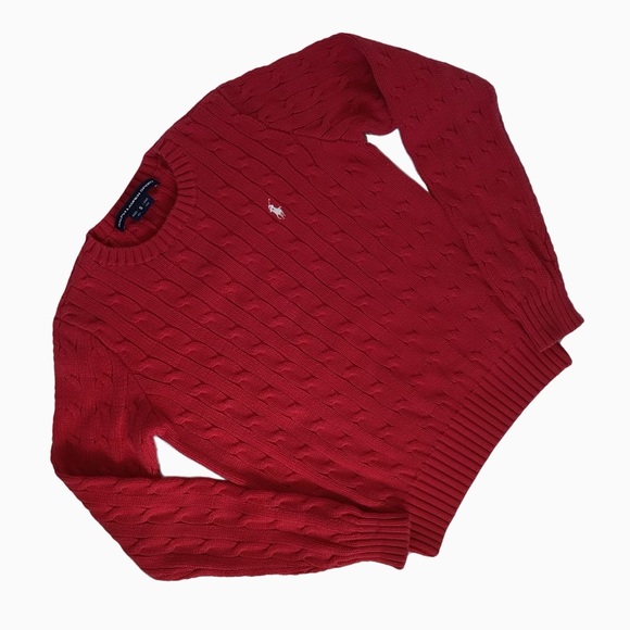 Ralph Lauren Sport Pullover Cable Knit Sweater Red. Size Small or 8 - Picture 2 of 7